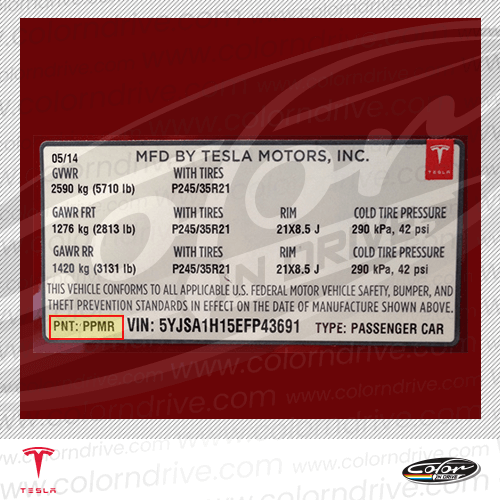 Ejemplo de etiqueta de código de color TESLA 1