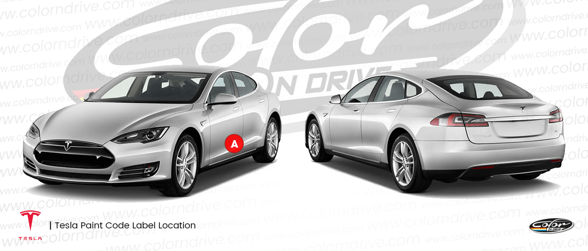 TESLA paint code label location diagram